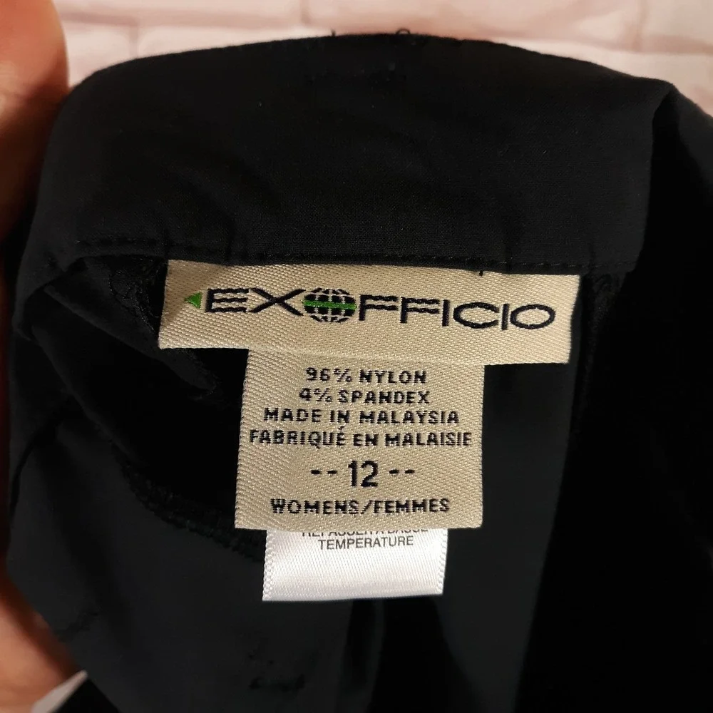 ExOfficio Hiking Shorts Womens Size 12 Waist 34 Inseam 11.5 Travel Outdoor Black